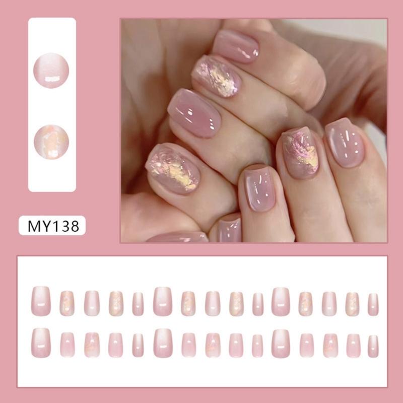 Cats Eye Artificial Nail Short Square Press On Nail Full Cover Acrylic False Nail For A Variety Of Social Gatherings