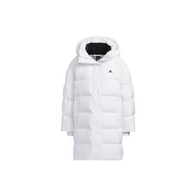 Buchstabenprint Lange Sportliche Freizeit Daunenjacke mit Kapuze Damenjacke Weiß IV7557