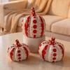 Rot-Weiß gepunktete Kürbisse Keramische Kürbisskulptur, Moderne Figur, Bauernhaus Sammlerstück Handwerk Geschenke Tischdekoration für Herbst, Halloween,