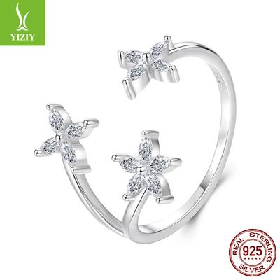 Sparkling Zircon Autumn Leaf Open Ring Ins Wind Versatile Stacked Wearing S925 Sterling Silver Ring Jewelry