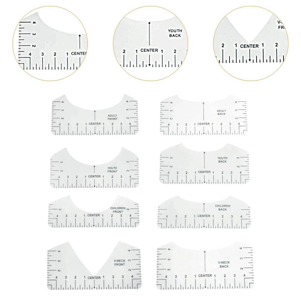 8x T Shirt Ruler Guide Portable Set Alignment Tool for All Sizes T Shirts Vinyl Placement Hot Press Craft Sewing Supplies Adults