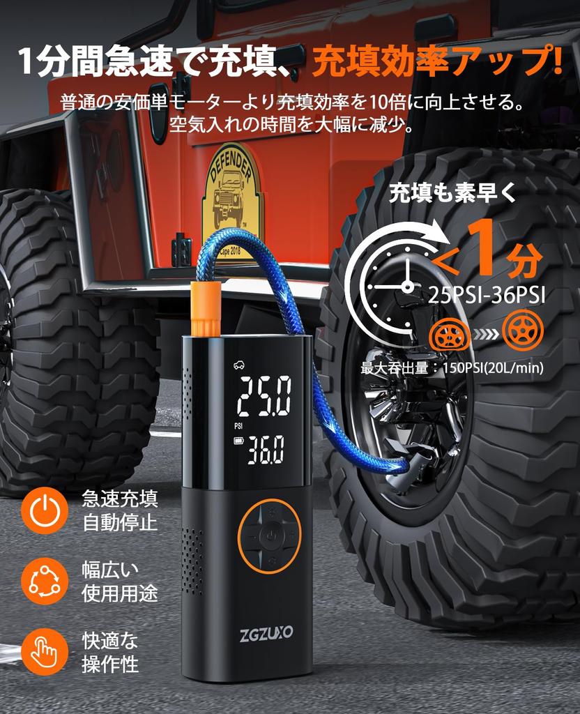 Electric Air Pump Large Compatible with Electric and Cordless and Large LCD Adjustable 5 Maximum Pressure 150 Auto Compatible with Presta and Schrader