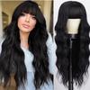 Wig Hair Wig Female Long Curly Hair Big Waves Qi Bangs Black Mechanism Chemical Fiber Headgear Wigs