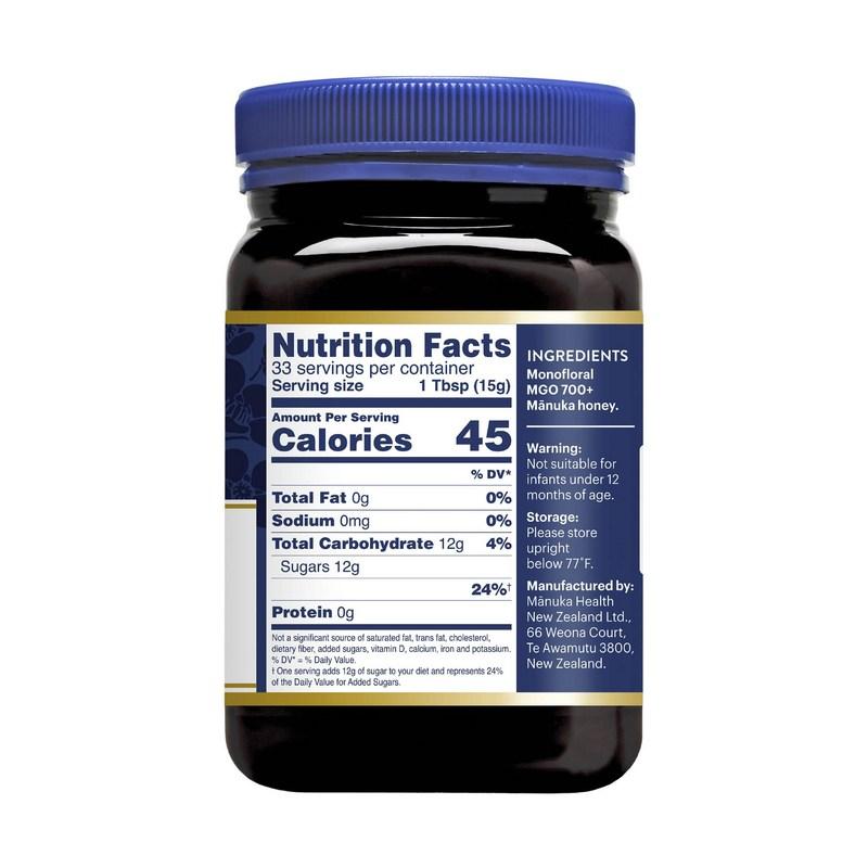 Manuka Health Raw Manuka Honey 18+ UMF MGO 700+, 500g, 1 unit