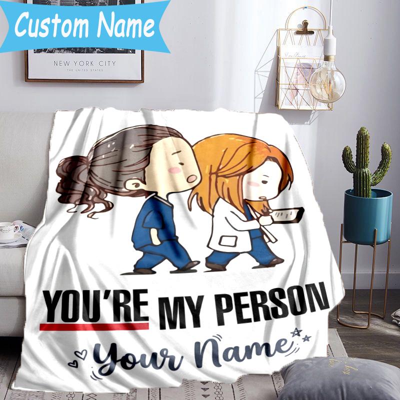 Custom Name Grey Doctor Blanket Flannel Blanket for Camping, Hiking, Garden Parties, Picnic Essentials,gift for family and friend