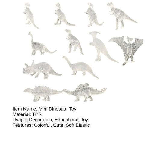 12Pcs Mini Dinosaur Toy Soft TPR Stretchable Colorful Miniature Figurine Early Learning Educational Toy Dinosaur Figurines Kids Stress Relief Toys