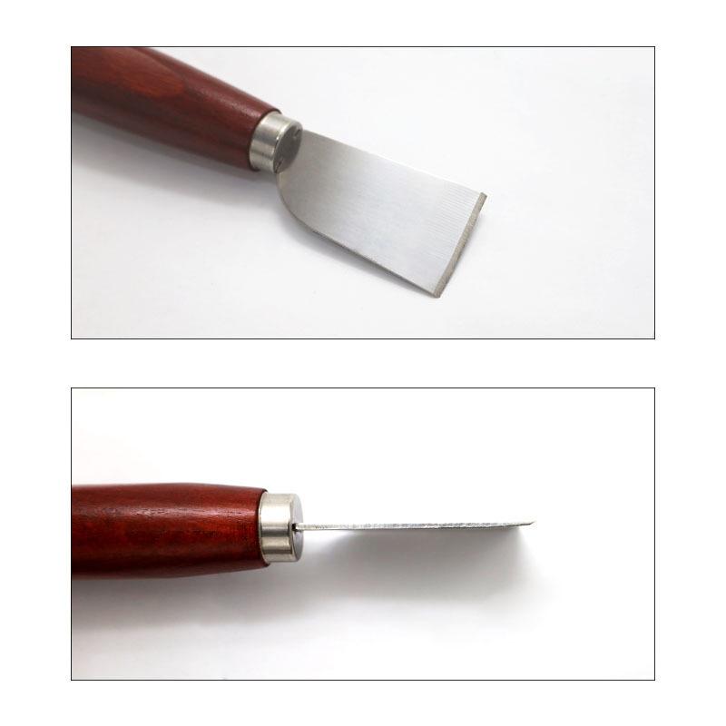 Narzędzie do rękodzieła skórzanego DIY Drewniana rękojeść Stal nierdzewna Nóż do cięcia skóry Szpachelka skórzana Do pracy ze skórą