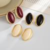 Elegant Style Oval Resin Finger Ring Simple Light Luxury Retro Earrings Party