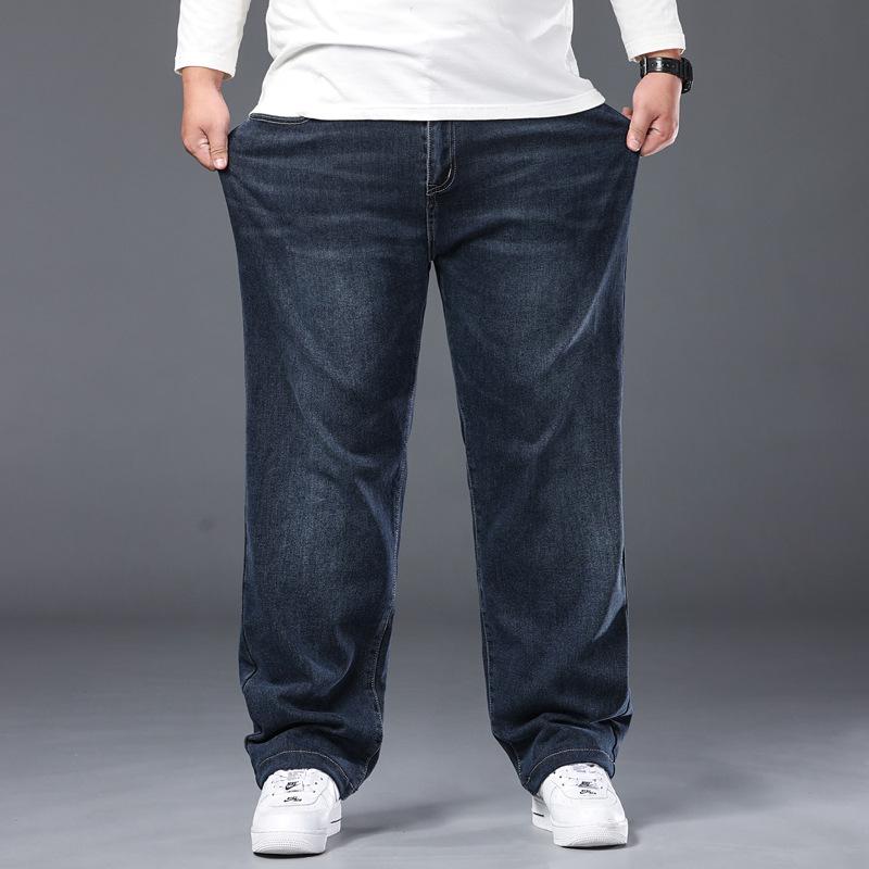 New Arrival Plus Size Men's Jeans: High-Waisted, Relaxed Straight-Leg Stretch Business Trousers