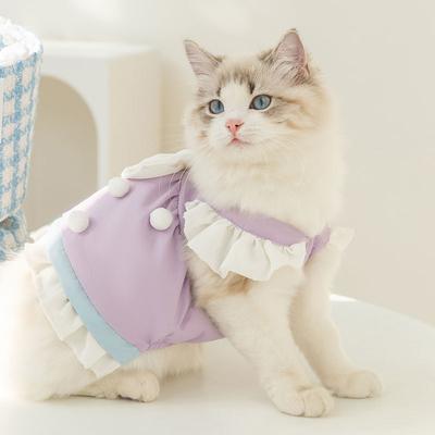 Cute Princess Style Cake Big Bow Dress Cat Spring Summer Two Feet Skirt Pet Cat Clothes