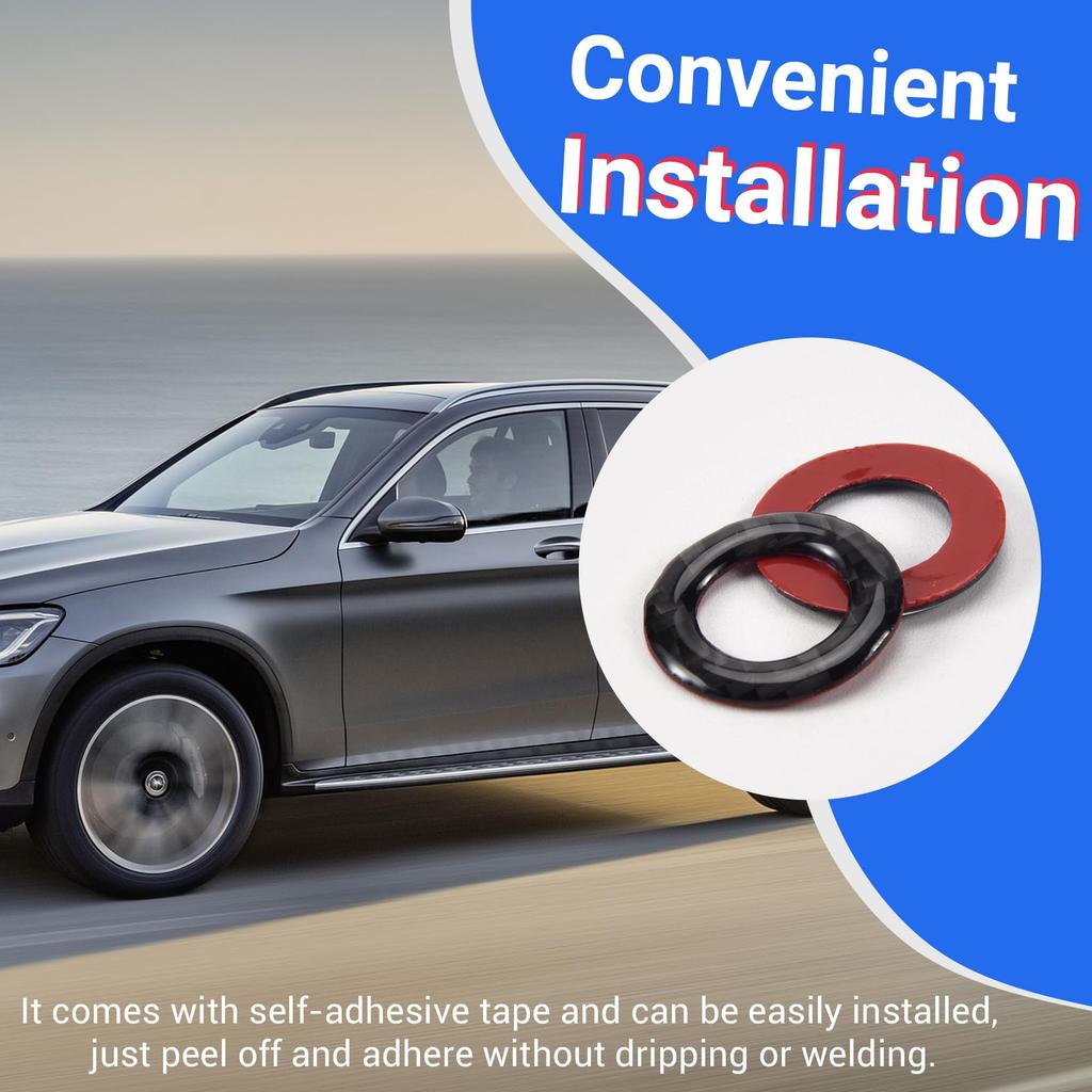 Shufearo Car Door Pin Trim, 4 Pcs Carbon Fiber Door Lock Pin Cover Trim,