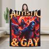 Autism Meme Funny Tism Skeleton Autistic and Gay Humor Plush Blanket Flannel Throw Blanket For Couch Chair Warm Soft Bedspread