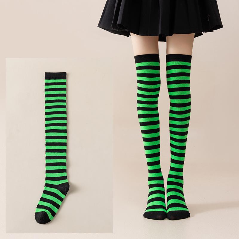Damen Overknee Socken mit Kreuzstreifen für Halloween, Weihnachten, Karneval, Tanz und Japanische Festivals