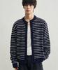 Rotember Low Stripe Crop Knit Cardigan [Navy]