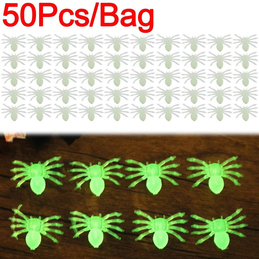 Halloween Leuchtende Falsche Spinne Kleine Schwarze Simulierte Spinnen Spukhaus Atmosphäre Requisiten Hausparty DIY Dekoration Zubehör