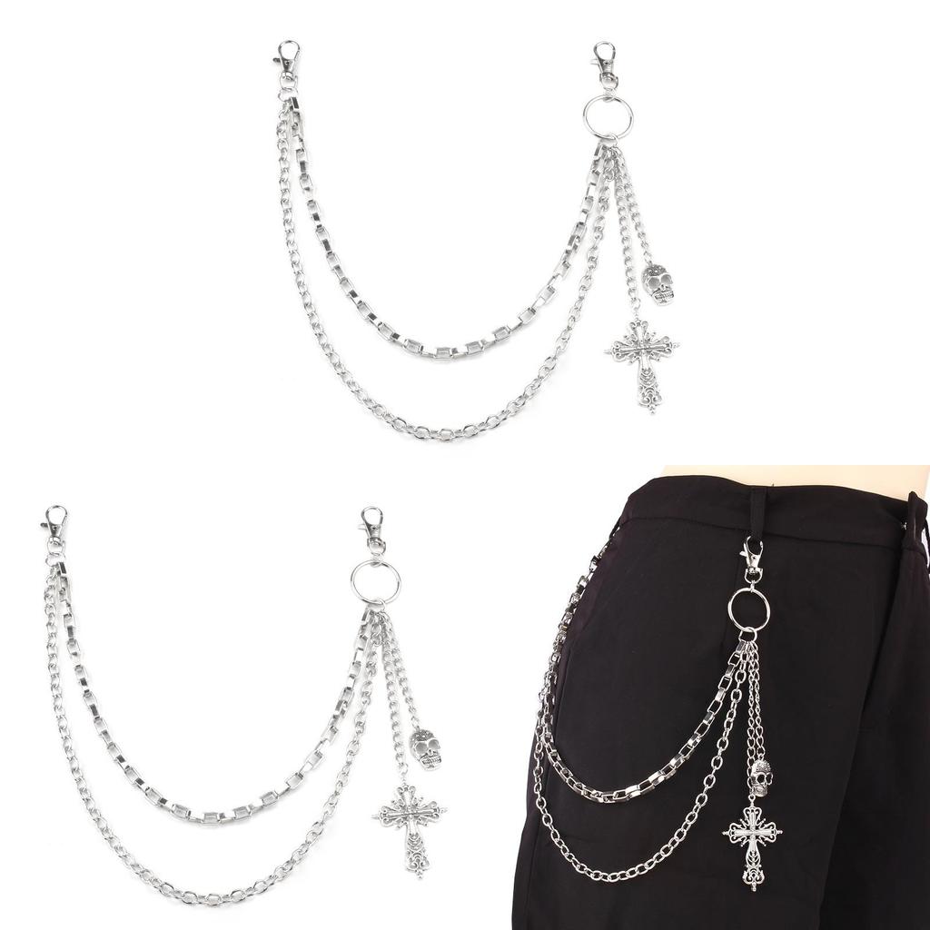 Hip Hop Schädel Kreuz Anhänger Gürtelkette Für Männer Frauen Street Style Accessoires