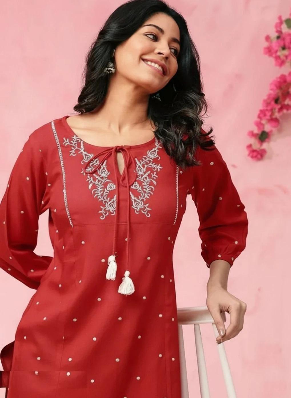 Women s Casual Cap Sleeves Embroidered Women Maroon Top S красный
