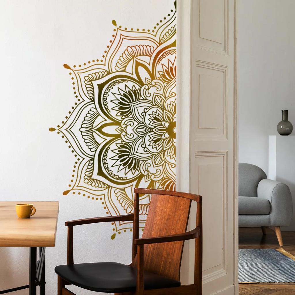 Konstnärlig PVC Väggdekal Mandala Lotusblomma Mural Väggkonst Klistermärke För Sovrum Vardagsrum Kontor Hemdekoration Självhäftande