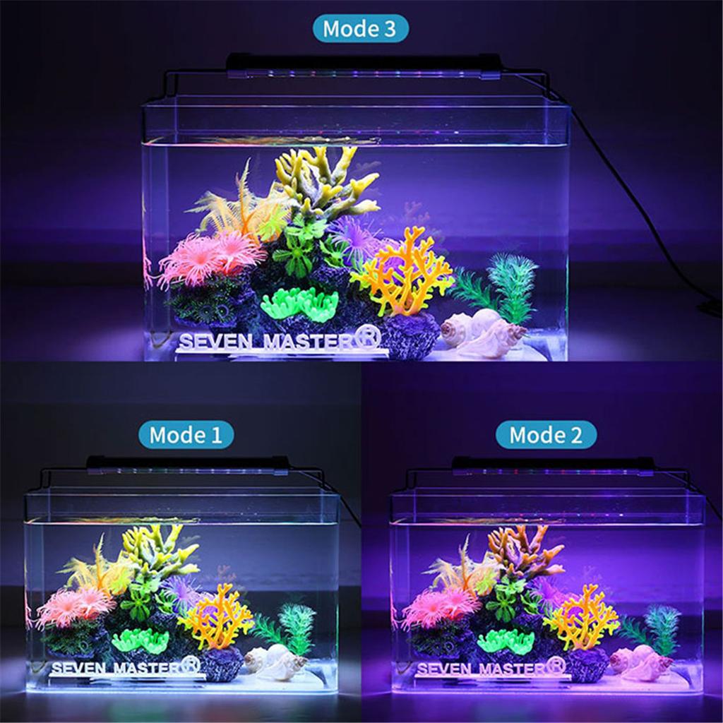 Black Adjustable Multi-Color LED Aquarium Light with Brackets,Full Spectrum LED Fish Tank Lights with White Blue Red Green LEDs