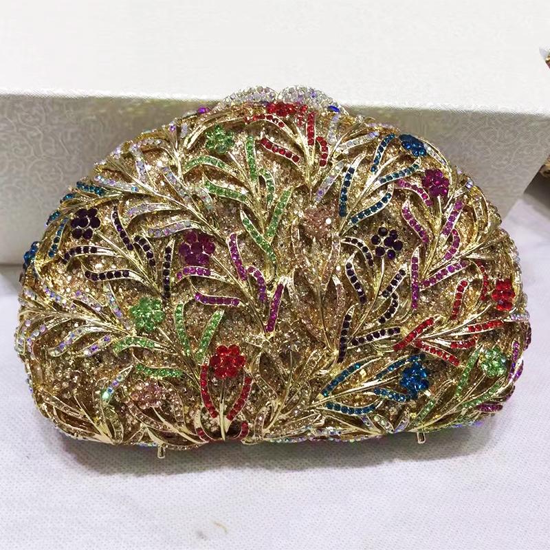 Sea Grass Evening Bag Crystal Clutches Blue Rhinestone Diamond Wedding Purses WHTUOHENG Party Cocktail Purses For Gala Gold Bag