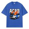 2026 Police Van With Fire Printed Graphic Y2k Harajuku Streetwear 100% Cotton T Shirt Casual Oversized Summer Men T-shirt