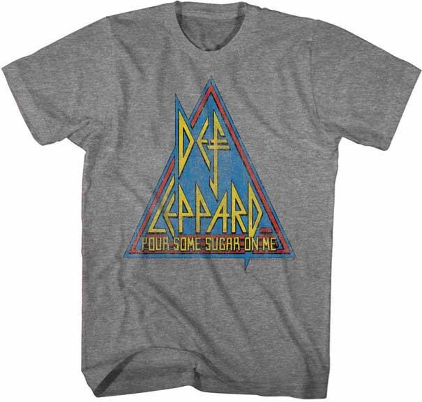 Def Leppard Triangle Logo Pour Some Sugar On Me Men s T Shirt Band Merch L