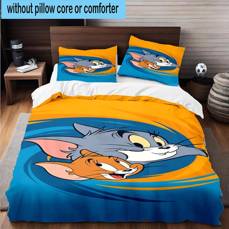 3PCS Cat and Mouse 3pcs Bedding,Including 3PCS Duvet Cover And 2pcs Pillowcases Perfect for Christmas,Ideal for Bedroom, Dormitory