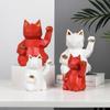 Figurka z żywicy Szczęśliwego Kota – Dekoracja biurkowa Feng Shui Maneki Neko do domu i biura