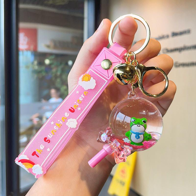 Adorable Floating Sand Bottle Frog Lollipop Keychains Perfect For Gifts And Decorations