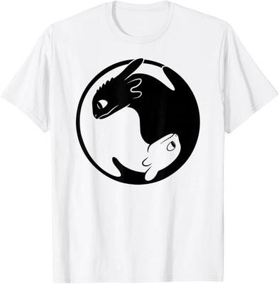 How To Train Your Dragon 3 Dragon Yin Yang 100% Cotton T-shirt Mens Tees Top