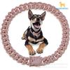 Auf Lager Pinker Diamant Gold Haustierhalskette mit eingelegten Diamanten und kubanischer Kette - Meistverkauftes Hundehalsband & Katzenzubehör