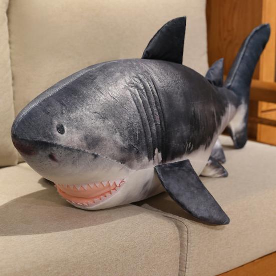 Shark Plush Doll 22" Realistic Grey Shark Pillow Soft Stuffed Animal Shark Cuddle Toy Unique Gift for Children