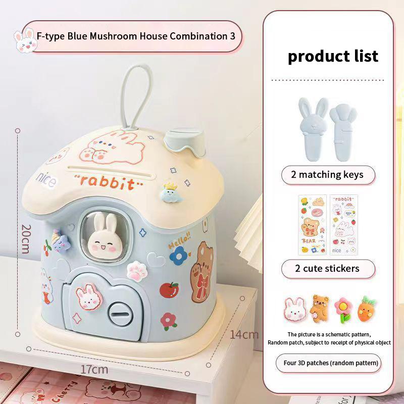 1 Set Children House Coin Holder Piggy Banks Safe Box Bunny Piggy Bank Mysterious Box Room Decor Cash Savings Bills Moneybox