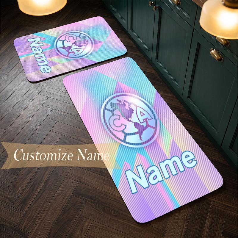 Club America (5) Customize Name Flannel Kitchen Mat Soft Non-Slip Kitchen Floor Runner Rug for Home Kitchen Decor