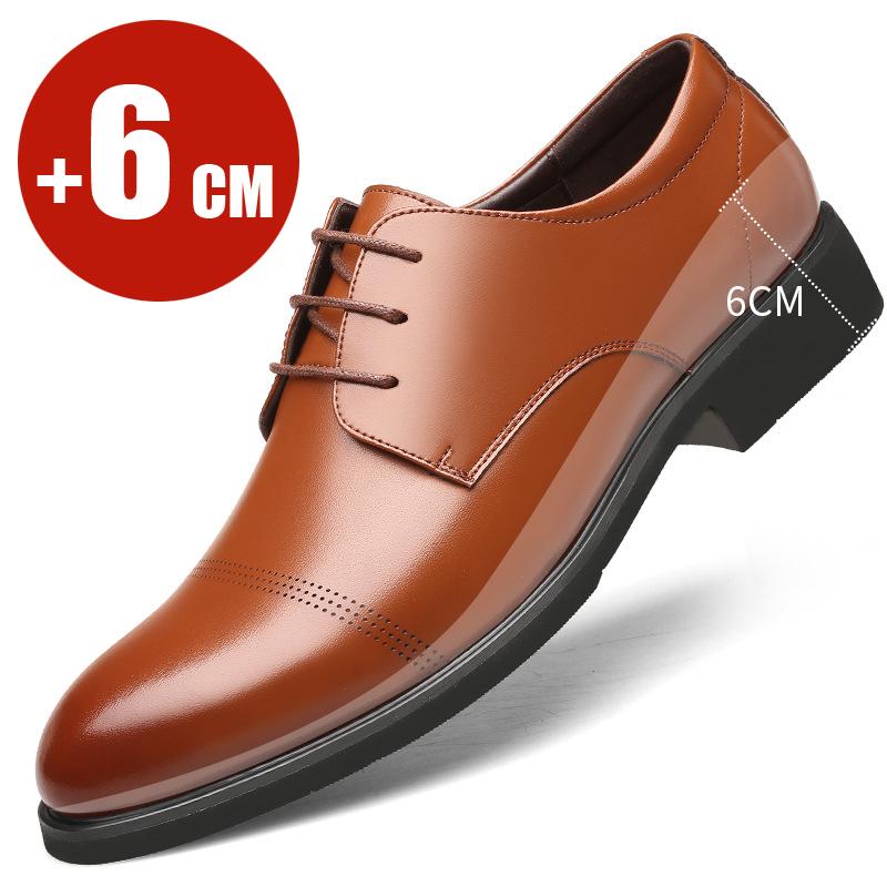 2025 Formální boty zvyšující výšku Muž Vyšší Elevator 6CM Neviditelná vložka pro muže Zvýšení Oxfords Business Lift