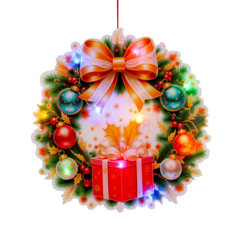 Luminous Door Hanging Decorations Christmas Home Diy Colorful Lights Snowman Scene Arrangement Hanging Decorations