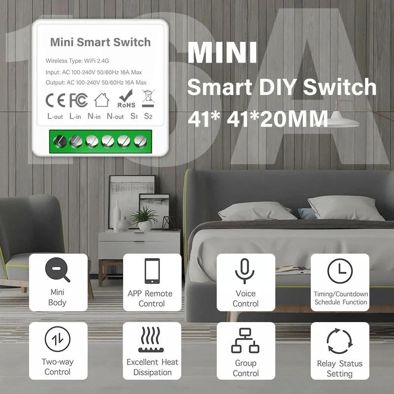 Tuya Zigbee/Wifi MINI Smart Switch with Power Monitor Two-Way Control Wireless Light Switch Smart Automation Via Alexa Google