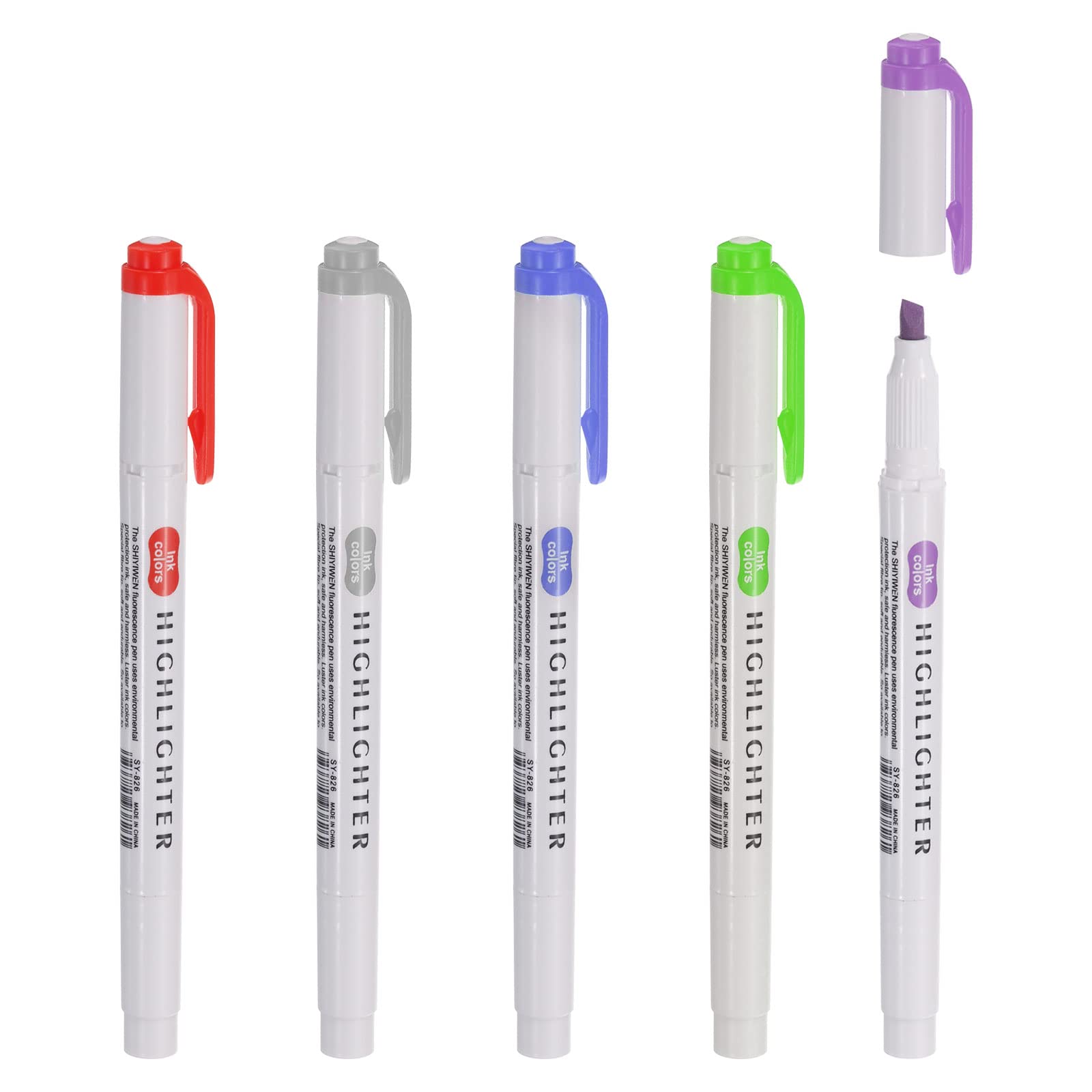 

PATIKIL 1 Wide Tip Highlighter Assorted Pastel and Red Highlighters, Set/5-Piece Pens, Colors, Quick-Drying Markers, Green, Blue, Gray, Purple,