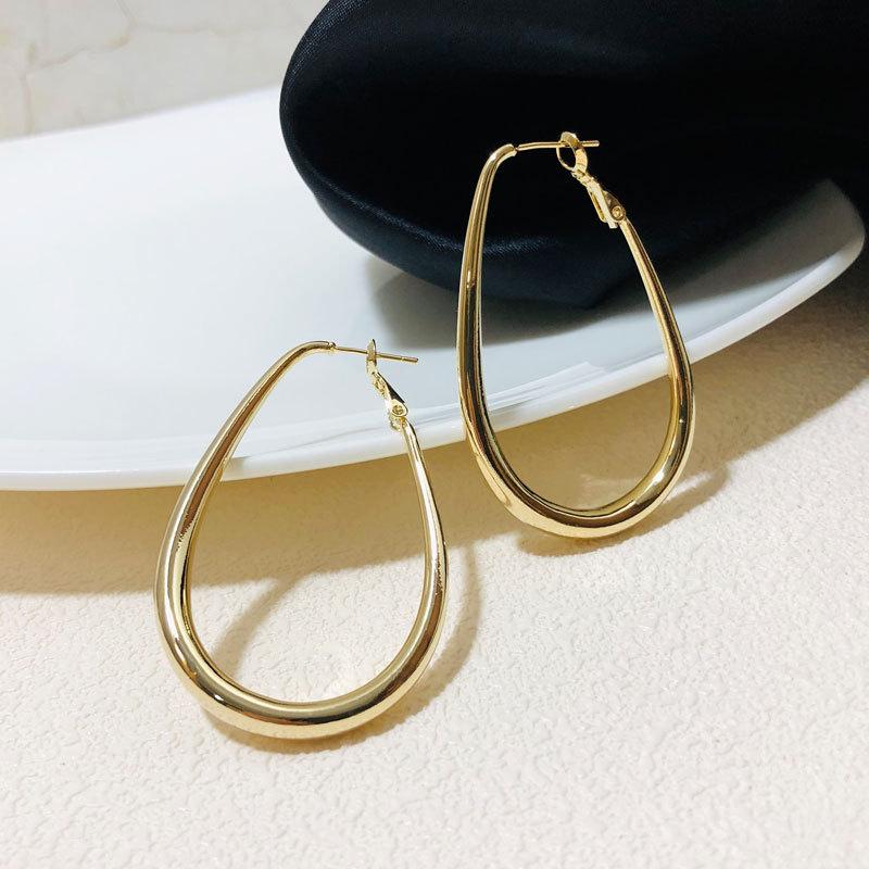 Geometric Big Metal Earrings For Women Jewelry Gift Irregular Circle Oval Earrings Femme Cold Fashion Korean Women'S Earrings