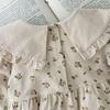 Korean Style Floral Long Sleeve Princess Dress & Baby Romper Set for Girls