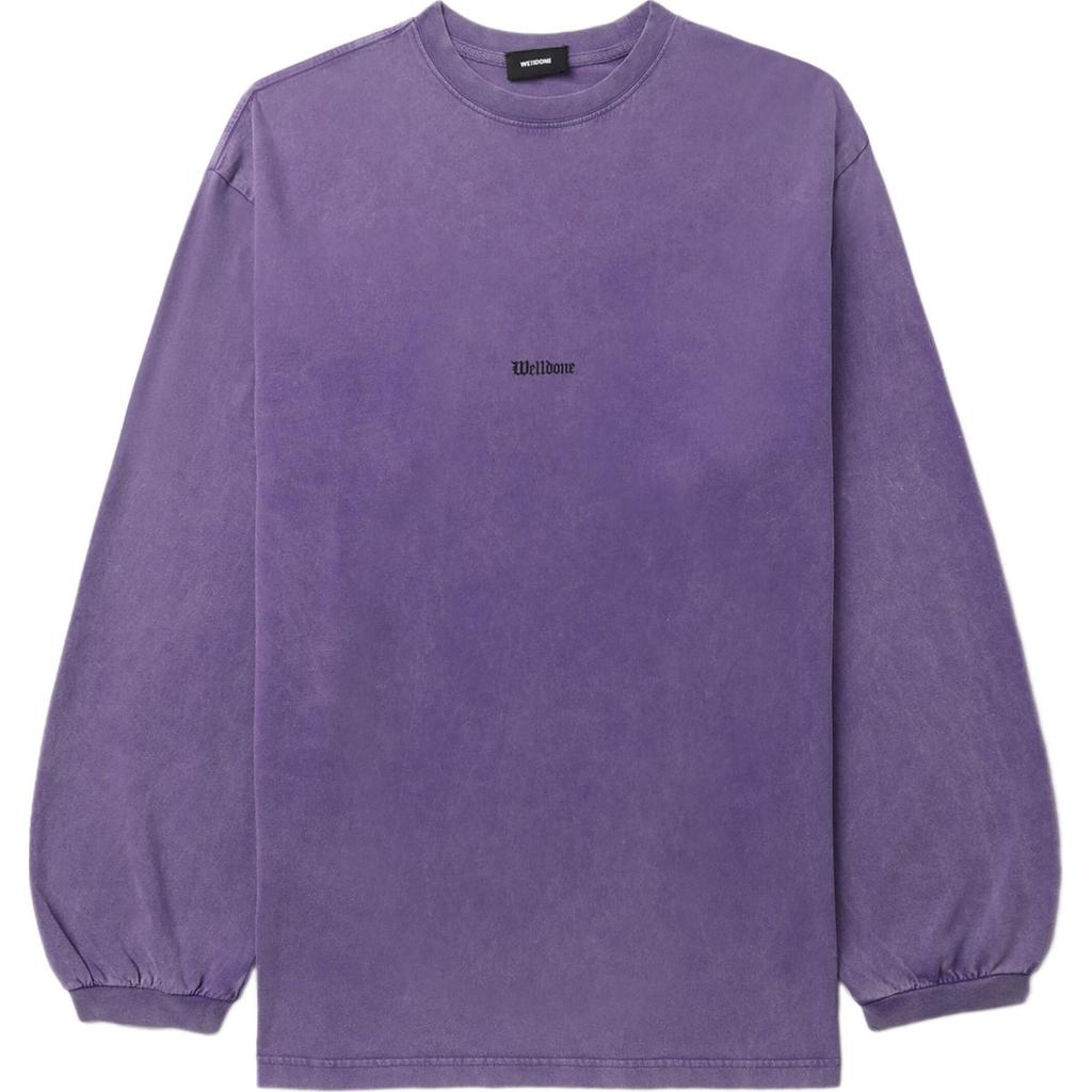 We11done Ss24 Water Wash Faded Print Logo Long Sleeve T-Shirt Unisex Tops Purple WD-TT0-24-722-U-PP
