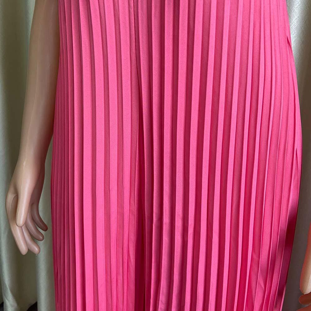 Summer Pleated Jumpsuits Rompers Women V Neck Ruffles High Waisted Loose Floor Length Luxury Female Party Romper