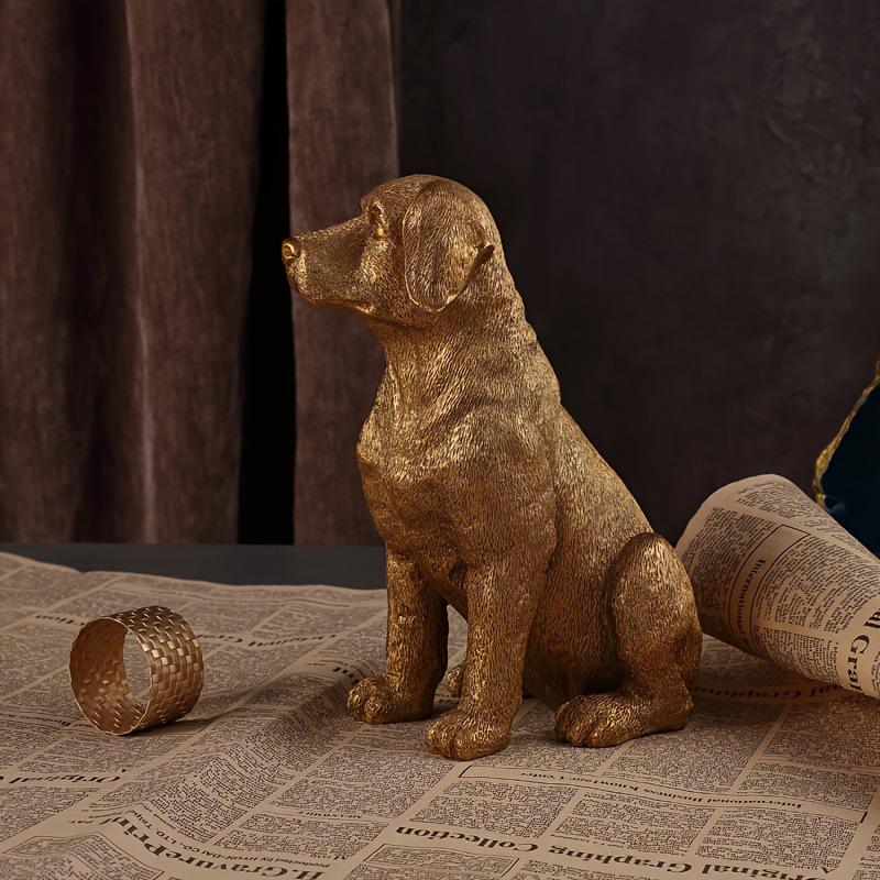 Golden Animal Series Ornament Toys: Simulated Pet Dog Decor for Living Rooms
