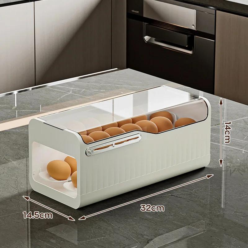 Холодильник ящик для хранения яиц автоматический прокручиваемый держатель для яиц бытовой большой емкости кухонный специальный стеллаж для хранения яиц белый 4390₽