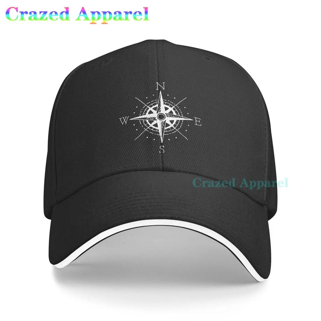 Compass North South East West Sailing Unisex Baseball Cap Denim Fabric Hat Adjustable Snapback Outdoor Sports Cap