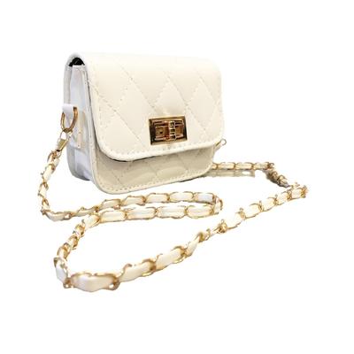Brighttrust Damen Mini Kompakte Umhängetasche, Crossbody, PU-Leder mit Kleiner Kette (Weiß, Groß)