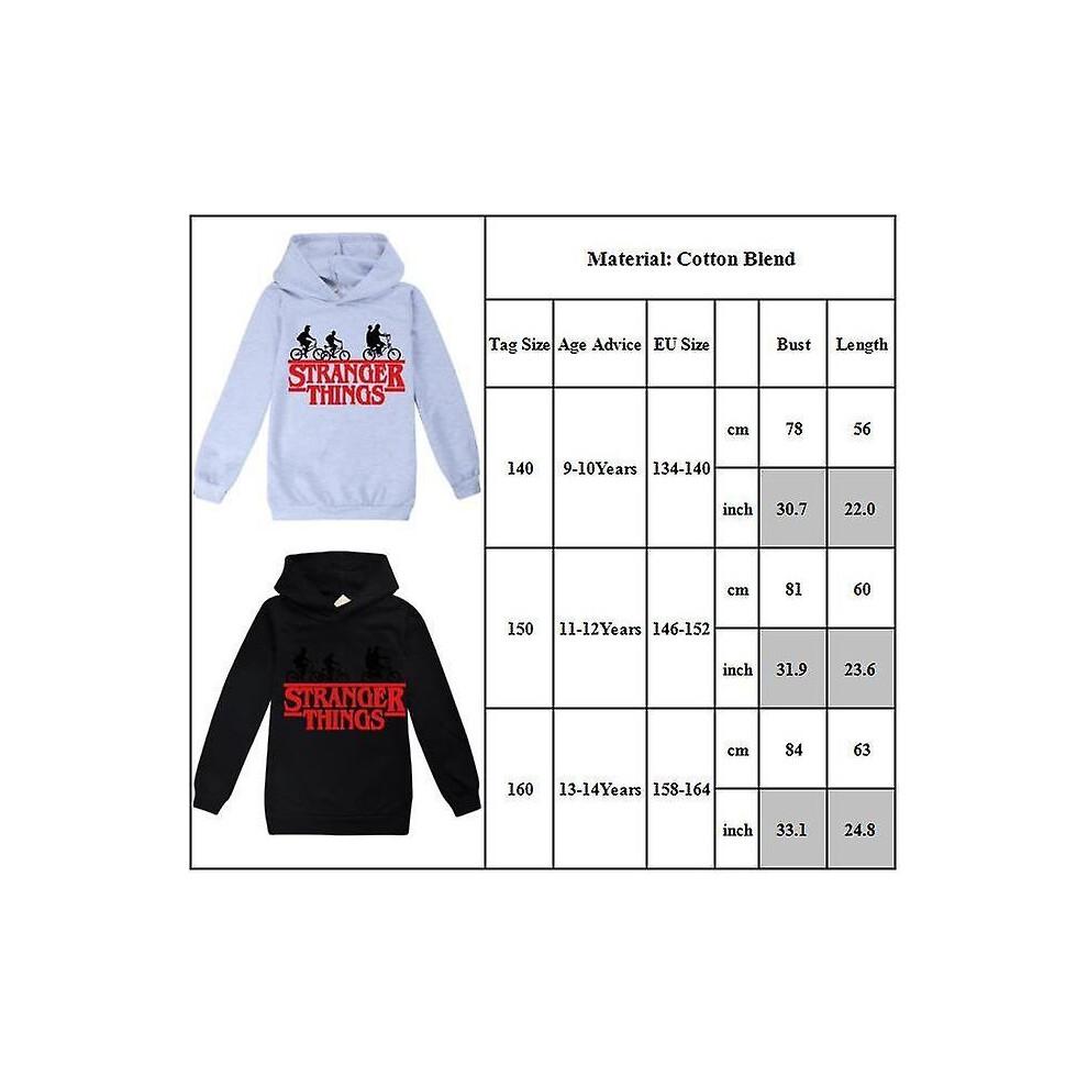 9-14 Years Kids Stranger Things Print Hoodies Long Sleeve Hooded Sweatshirt
