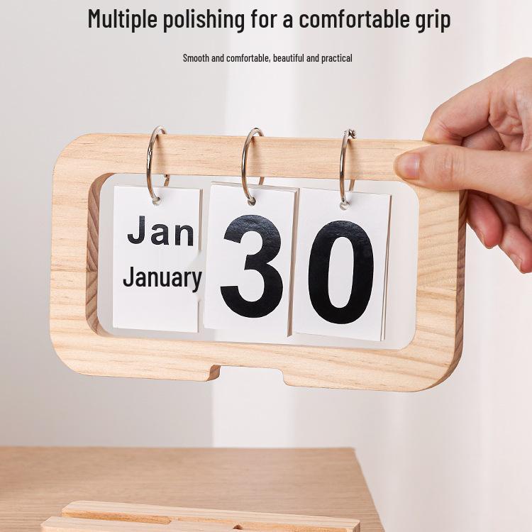 Creative Wooden Flip Calendar: Desktop Ornament & Photo Prop