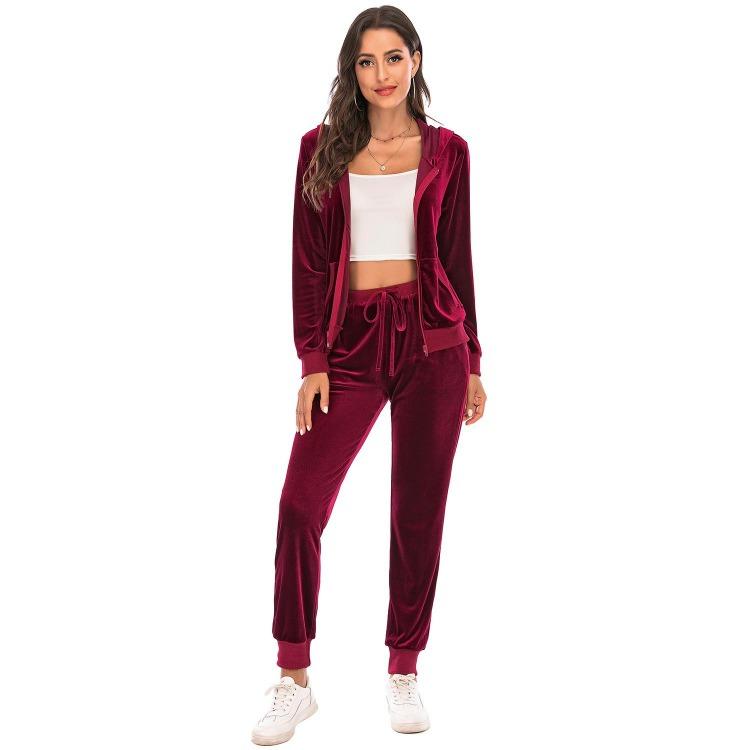 Velvet Velour Tracksuit Set Women Soft Stretch Lounge Zip Up Hoody and Jogger Pants Relaxed Sports Outfit