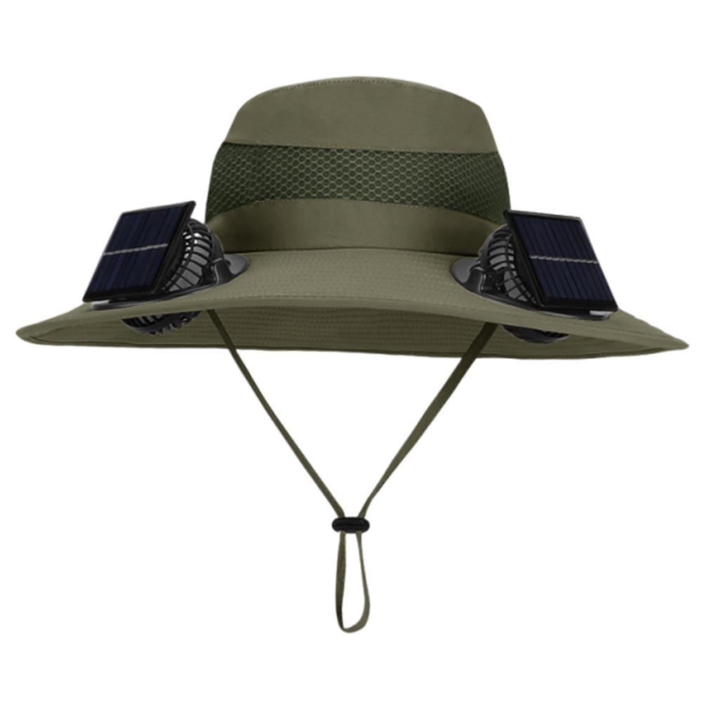 Solar Fan Hat with Solar/Charging Fan Sunshade Fishing Hat Waterproof Large Edge Cooling Hat for Outdoor Riding Hiking Fishing